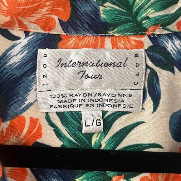Izod Club International Tour Men's Vintage Hawaiian Button Down Shirt Size L - Picture 5 of 7